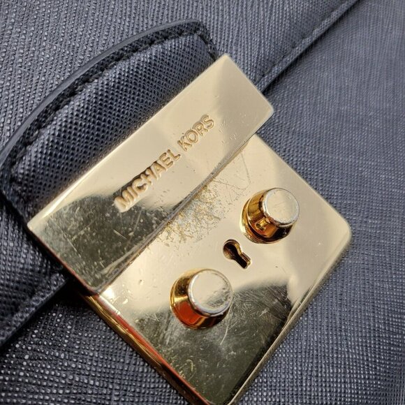 MICHAEL Kors Brandi Top Handle Satchel Black Leather Gold Chain Crossbody Medium - Picture 10 of 15